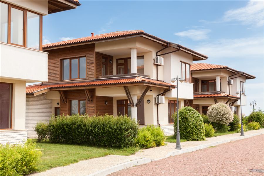 New suburban houses along a residential street